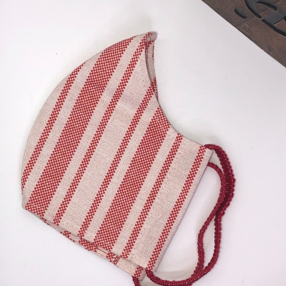 REUSABLE WASHABLE 100% Cotton Red Stripe Face Mask - Picture 8 of 16